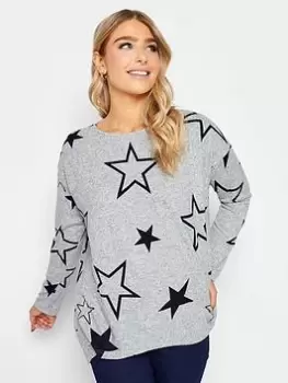 Image of M&Co Grey Star Jumper, Grey, Size 16, Women