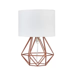 Image of Mini Angus Copper Geometric Table Lamp with White Shade