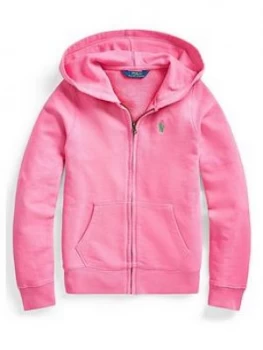 Image of Ralph Lauren Girls Zip Through Hoodie, Bright Pink, Size Age: 6 Years, Women
