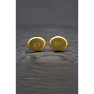 Image of Personalised Matte Finish Brushed Gold Oval Cufflinks