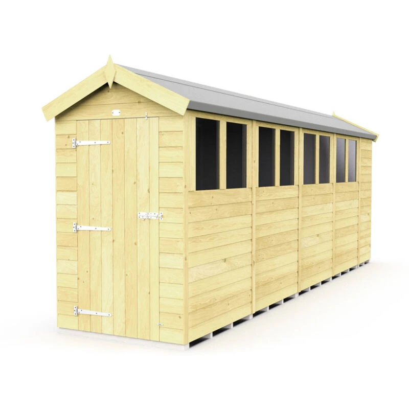 Image of Flat Pack Sheds DIY Sheds 4 x 19 Apex Shed, Brown 4X19AFF