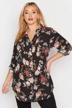 Image of Floral Print Pintuck Shirt