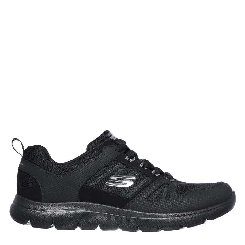 Image of Skechers Mono Mesh Qtr Lace-Up W Mf Low-Top Trainers Womens Black female 2 (35)