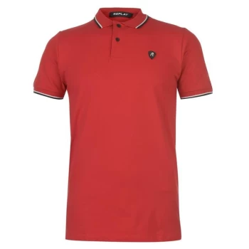Image of Replay R Logo Polo Shirt - Red