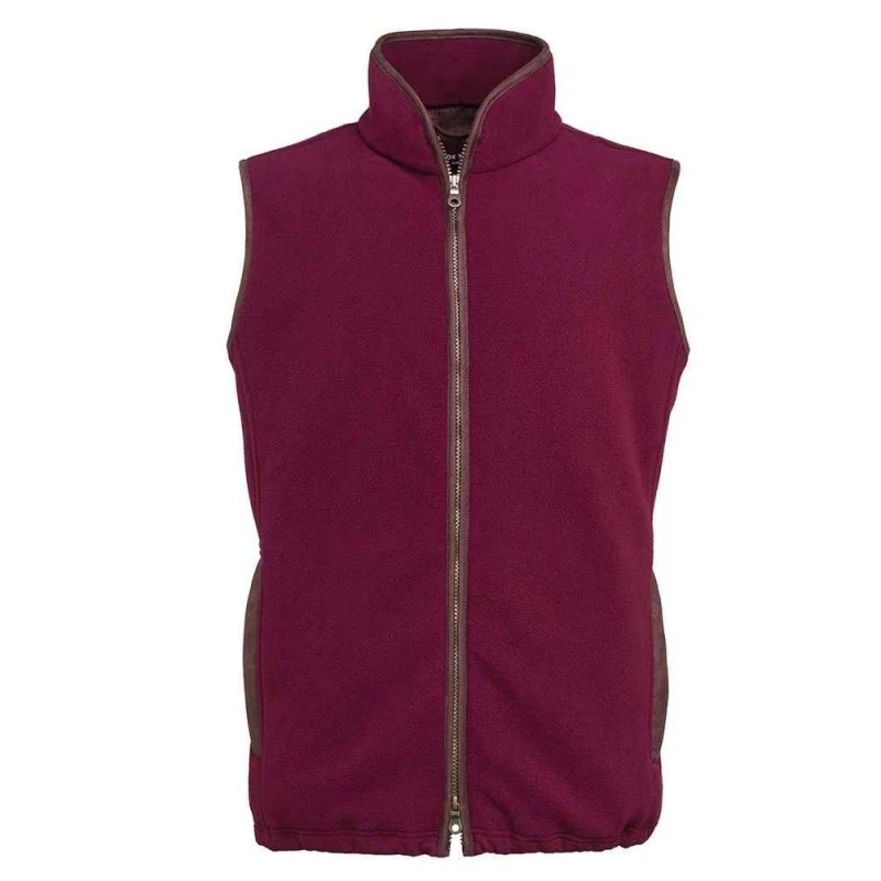 Image of Brook Taverner Brook Taverner Men Cincinatti Fleece Gilet in Maroon Size: X-Small Maroon XS Male 5063238657304