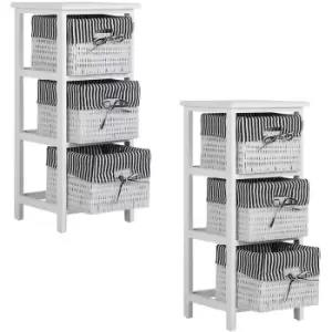 Image of Casaria - Storage Unit Basket Chest of Drawers Wicker Bathroom Furniture Shelf Cabinet 2er Set schwarz-weiß (de)