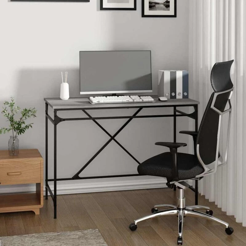 Image of VIDAXL Vidaxl - Desk Grey Sonoma 100x50x75cm Engineered Wood and Iron 8720845742225