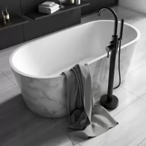 Image of Luxury Elementa Freestanding Bath 1495x745 - White Marble