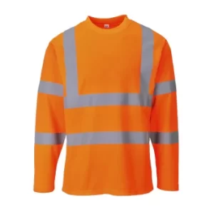 Image of Portwest Mens Class 3 Hi Vis Long Sleeved Cotton Comfort T Shirt Orange L