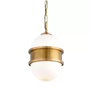 Image of Broomley 1 Light Pendant Vintage Brass, Glass