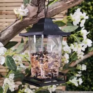 Image of Black Lantern Seed Feeder Garden Wild Bird Hanging Plastic Seed Feeder