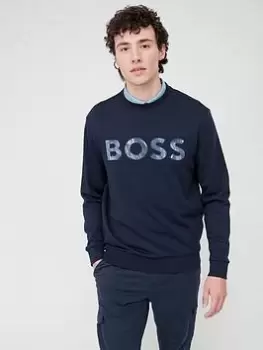 Image of BOSS Weboss Logo Sweatshirt - Dark Blue, Dark Blue Size M Men