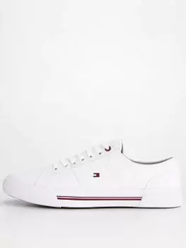 Image of Tommy Hilfiger Core Corporate Vulc Canvas Trainer - White, Size 40, Men