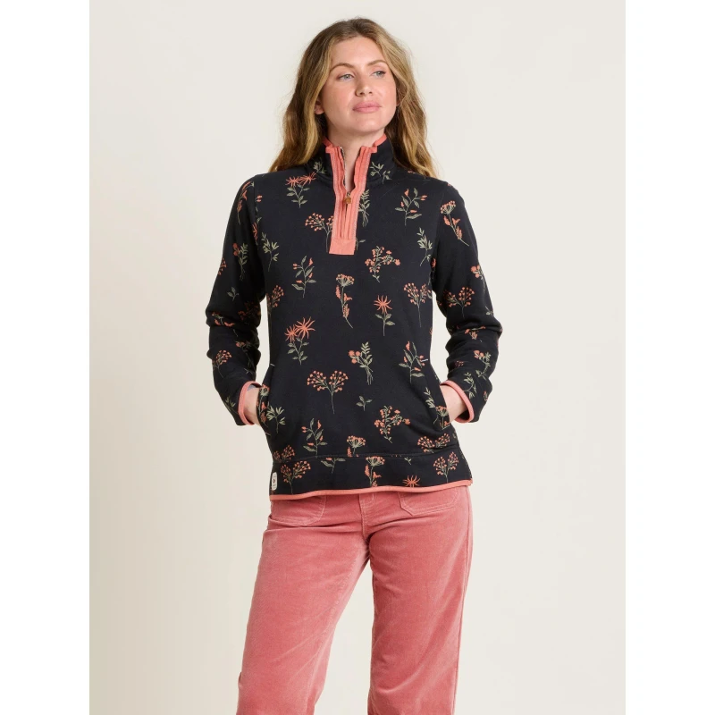 Image of Brakeburn Printed Quarter Zip Sweatshirt Grey