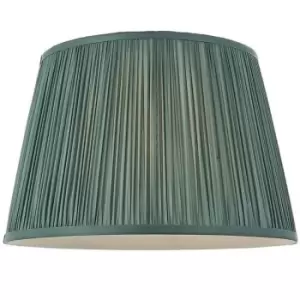 Image of 12" Elegant Round Tapered Drum Lamp Shade Fir Green Gathered Pleated Silk Cover