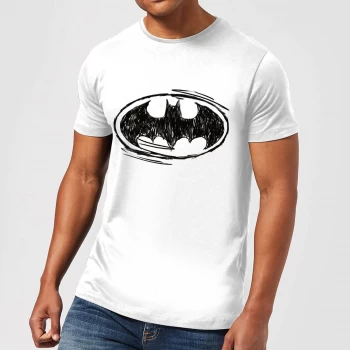 Image of DC Comics Batman Sketch Logo T-Shirt in White - 4XL