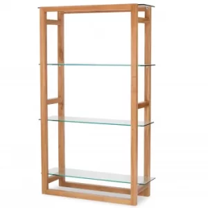 Image of Tribeca Solid American White Oak Bookcase with Glass Shelves