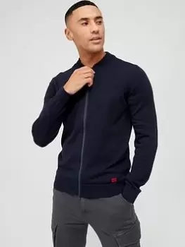 Image of Hugo San Jaque Knitted Zip Thru - Navy