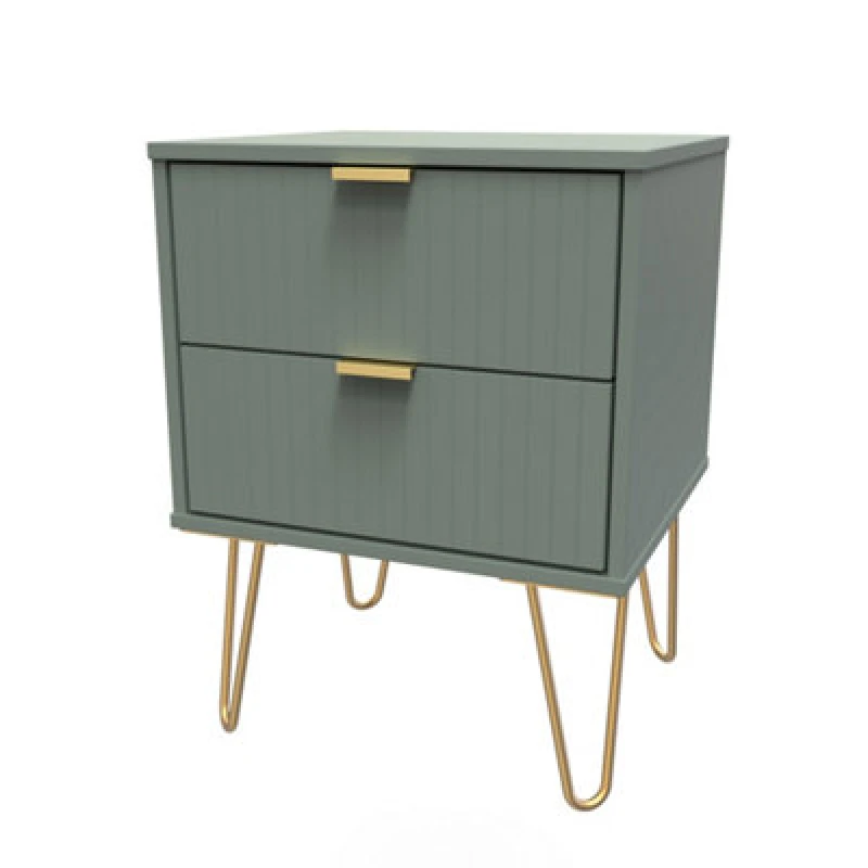 Image of Welcome Furniture Ready Assembled Linear 2 Drawer Bedside Cabinet In Reed Green LIF005RGRG