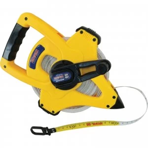 Image of Faithfull Geared Fibreglass Tape Measure Imperial & Metric 165ft / 50m 13mm