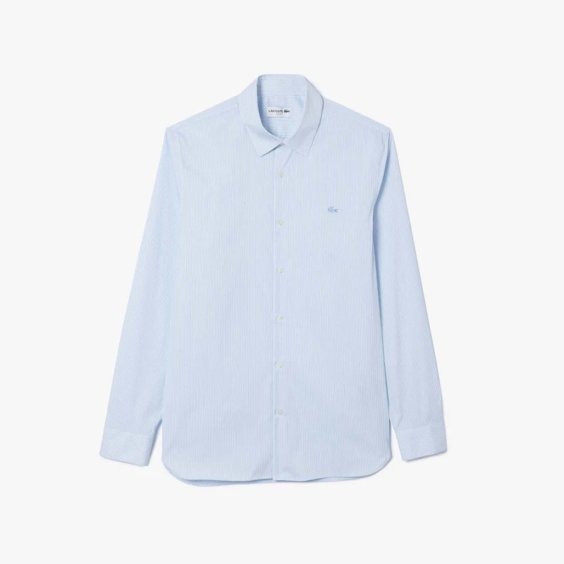 Image of Lacoste Slim-Fit Plaid Poplin Shirt White male 18