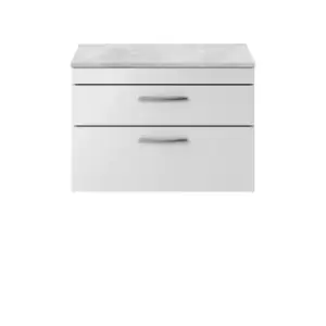 Image of Nuie Athena 800 Wall Hung 2-drawer Vanity & Bellato Grey Worktop - Gloss Grey Mist