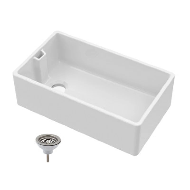Image of Balterley Single Bowl Fireclay Belfast Kitchen Sink with Waste 795 x 460 x 254mm White