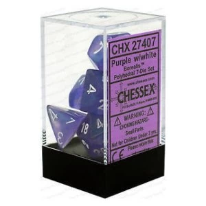 Image of Chessex Poly 7 Dice Set - Borealis Purple/white
