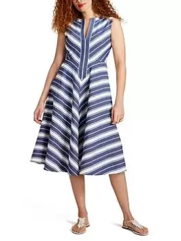 Image of Kate Spade New York Stripe Double Cloth Midi Dress - Blue