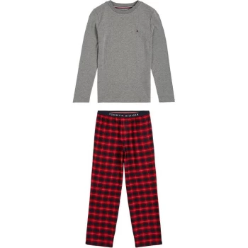 Image of Tommy Hilfiger Flag PJ Set - Grey/Plaid 0WG
