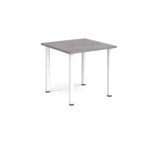 Image of Rectangular white radial leg meeting table 800mm x 800mm - grey oak