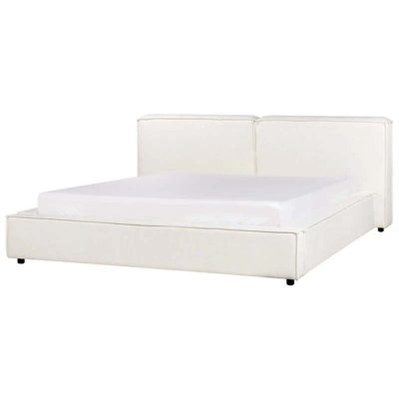 Image of Beliani Bed Fabric Linards 180 X 200 Cm (Eu Super King) Off-White