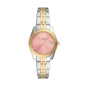 Image of Fossil Womens Scarlette Three-Hand Date Two-Tone Stainless Steel Watch - Gold / Silver