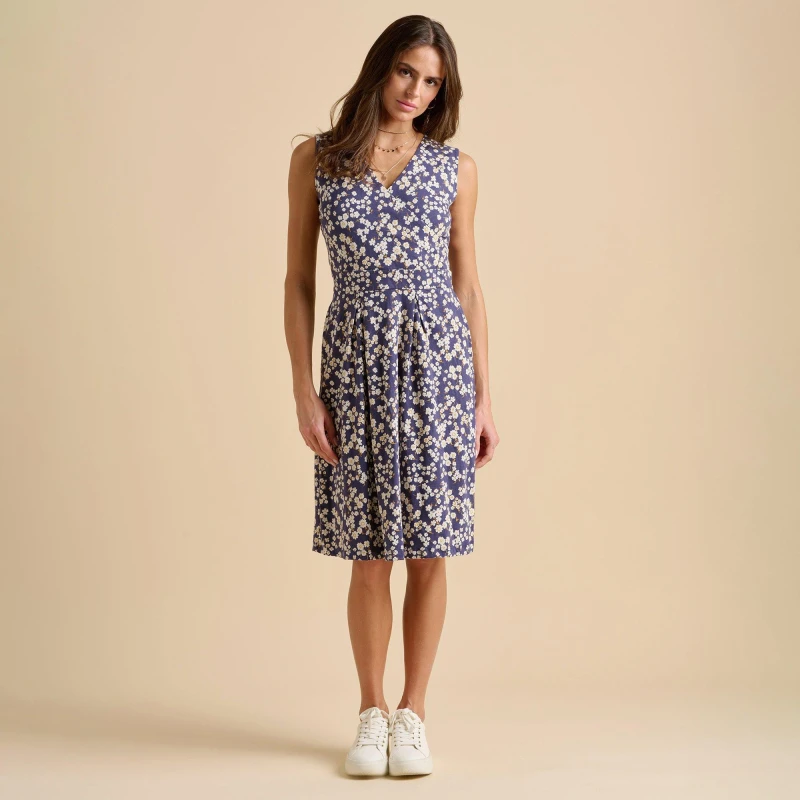 Image of Brakeburn Floating Daisy Knee Length Dress Navy female 20