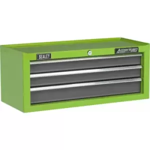 Image of 605 x 260 x 250mm GREEN 3 Drawer MID-BOX Tool Chest Lockable Storage Cabinet