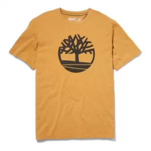 Image of Timberland Kennebec River Tree Logo T-Shirt For Men In Yellow, Size S