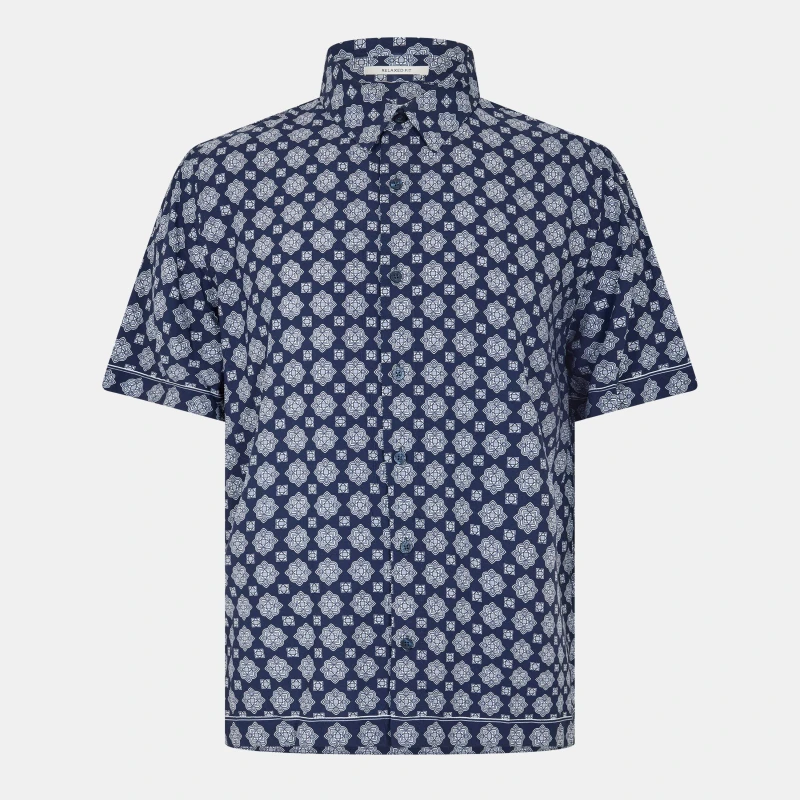 Image of Jack Wills Short Sleeve Printed Shirt - Blue Blue S