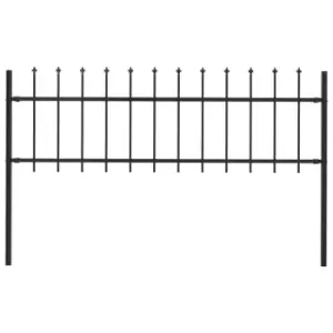Image of Vidaxl Garden Fence With Spear Top Steel 1.7X0.6 M Black