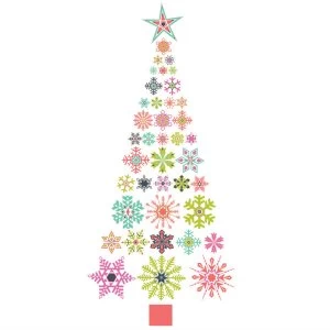 Image of Fine Decor Wall Pops Snowflake Christmas Tree Large Wall Sticker