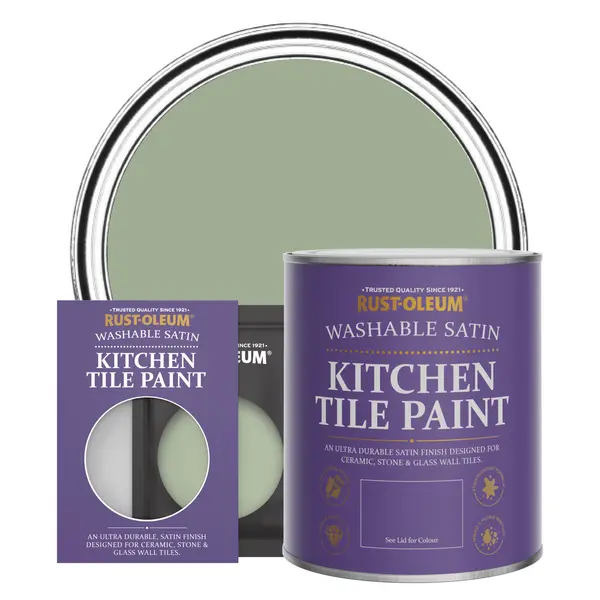 Image of Rust-Oleum Kitchen Tile Paint, Satin Finish - BRAMWELL - 750ml