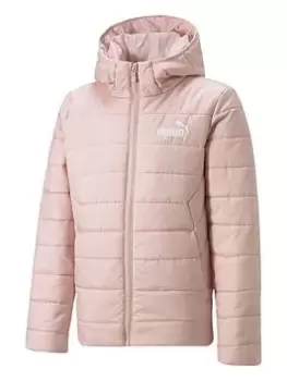 Image of Puma Puma Girls Essentials Hooded Padded Jacket - Pink, Size 11-12 Years, Women