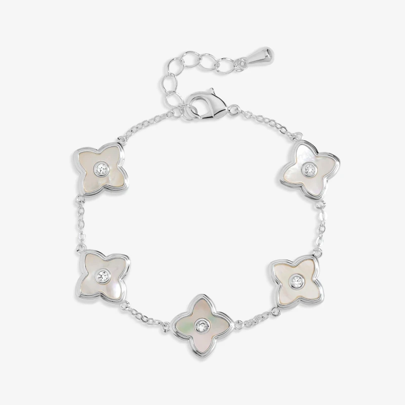 Image of Jon Richard Silver Plated and Mother of Pearl Clover Bracelet Chain Bracelets One Size Silver 41705111000