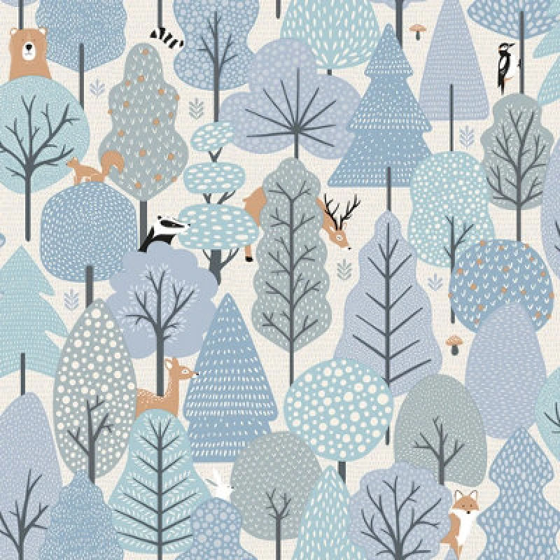 Image of Muriva Ltd Muriva Wild Wood Blue & Cream Wallpaper M51611