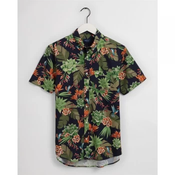 Image of Gant Hum Garden Short Sleeve Shirt - Navy 433