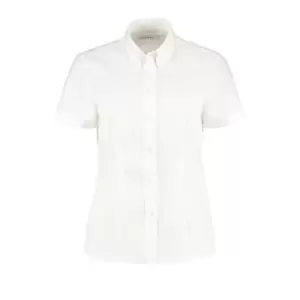 Image of Kustom Kit Ladies Corporate Oxford Short Sleeve Shirt (12) (White)