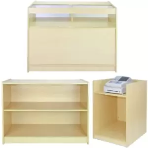 Image of MonsterShop A1200 Shop Counter Retail Showcase Display Cabinet, - Maple