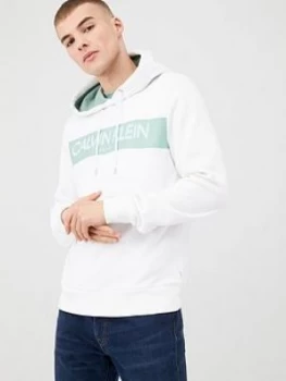 Image of Calvin Klein Jeans Stripe Logo Hoodie - White