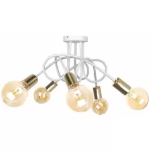 Image of Keter Rumba Multi Arm Semi Flush Ceiling Light White, Gold, 50cm, 5x E27