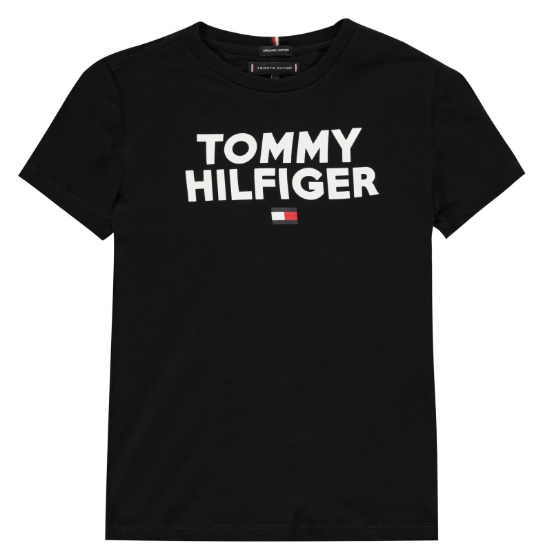 Image of Tommy Hilfiger Junior Corp Logo T Shirt - Black 7 - 8 Years