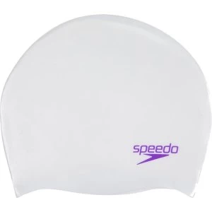 Image of Speedo Junior Silicone Swimming Cap White/Royal Purple